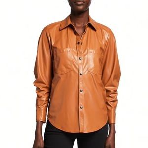 Jonathan Simkhai Standard Vegan Leather Ryder Button Down Shirt